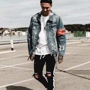 Men's Jean jacket Streetwear Hip Hop Bomber jacket